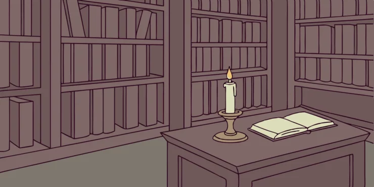 Open book in candlelit library. Hints of dark secrets and difficult choices in Baldur's Gate 3.