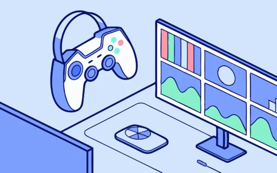 AI summarizer tool on a gaming monitor with controller.