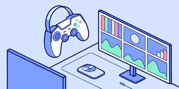 AI summarizer tool on a gaming monitor with controller.