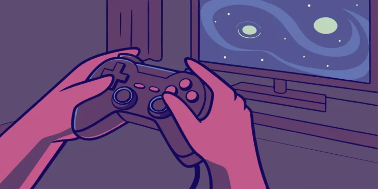 Gamer holding controller, unlocking Dark Matter camo.