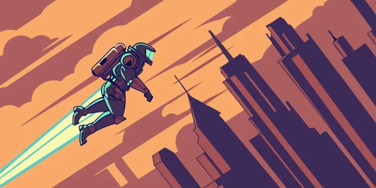 Black Ops 6 soldier soars with a jetpack.