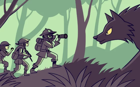 Giant wolf Alpha Boss battle in Palworld.