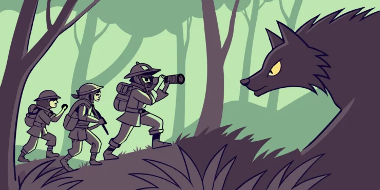 Giant wolf Alpha Boss battle in Palworld.