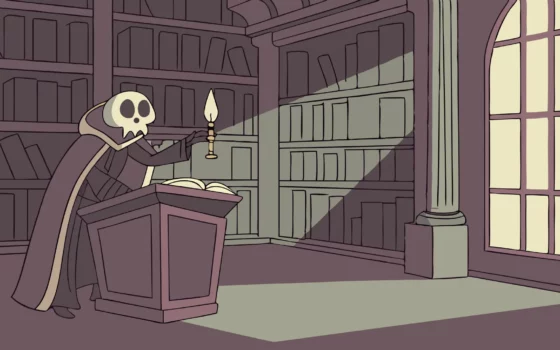 Withers, a Baldur's Gate 3 skeleton, holds a candle.