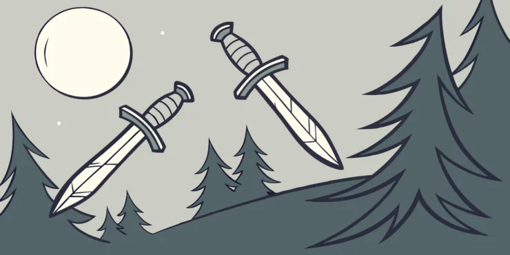 Cloud of Daggers spell hovering over a battlefield.