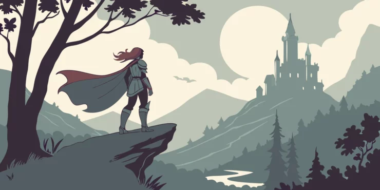 Karlach, a Baldur's Gate 3 warrior, under the full moon.