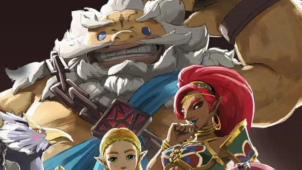 The Champions' Ballad key art showing Daruk towering over Zelda, Urbosa and Revali