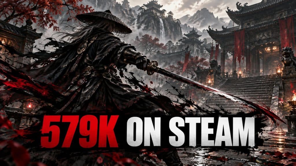 Phantom Blade Zero player count featured image with a wuxia swordsman in front of a mountain temple