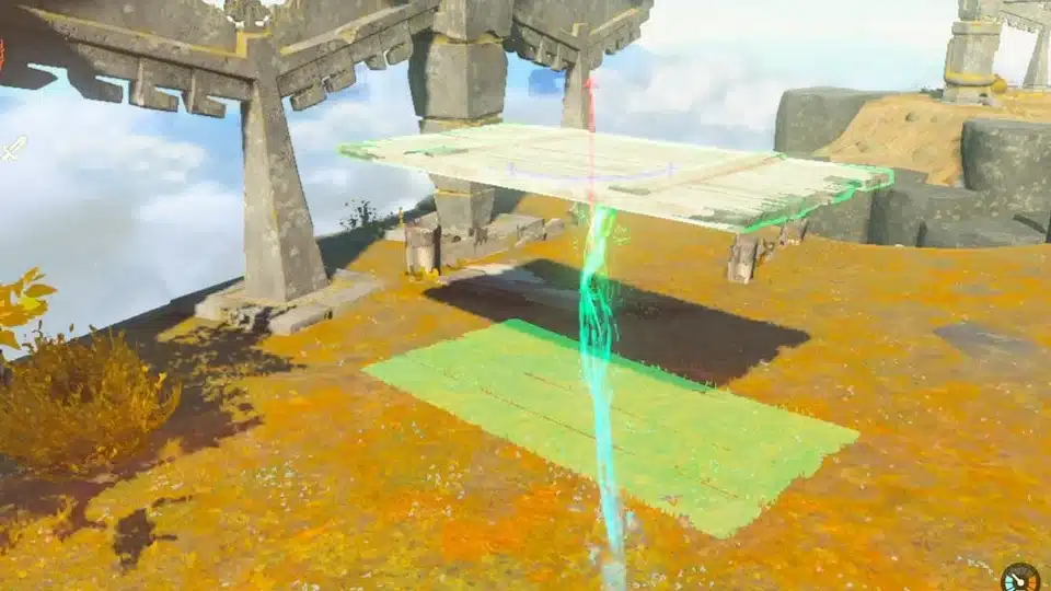 Link using Ultrahand to hold and attach a wooden object in Tears of the Kingdom